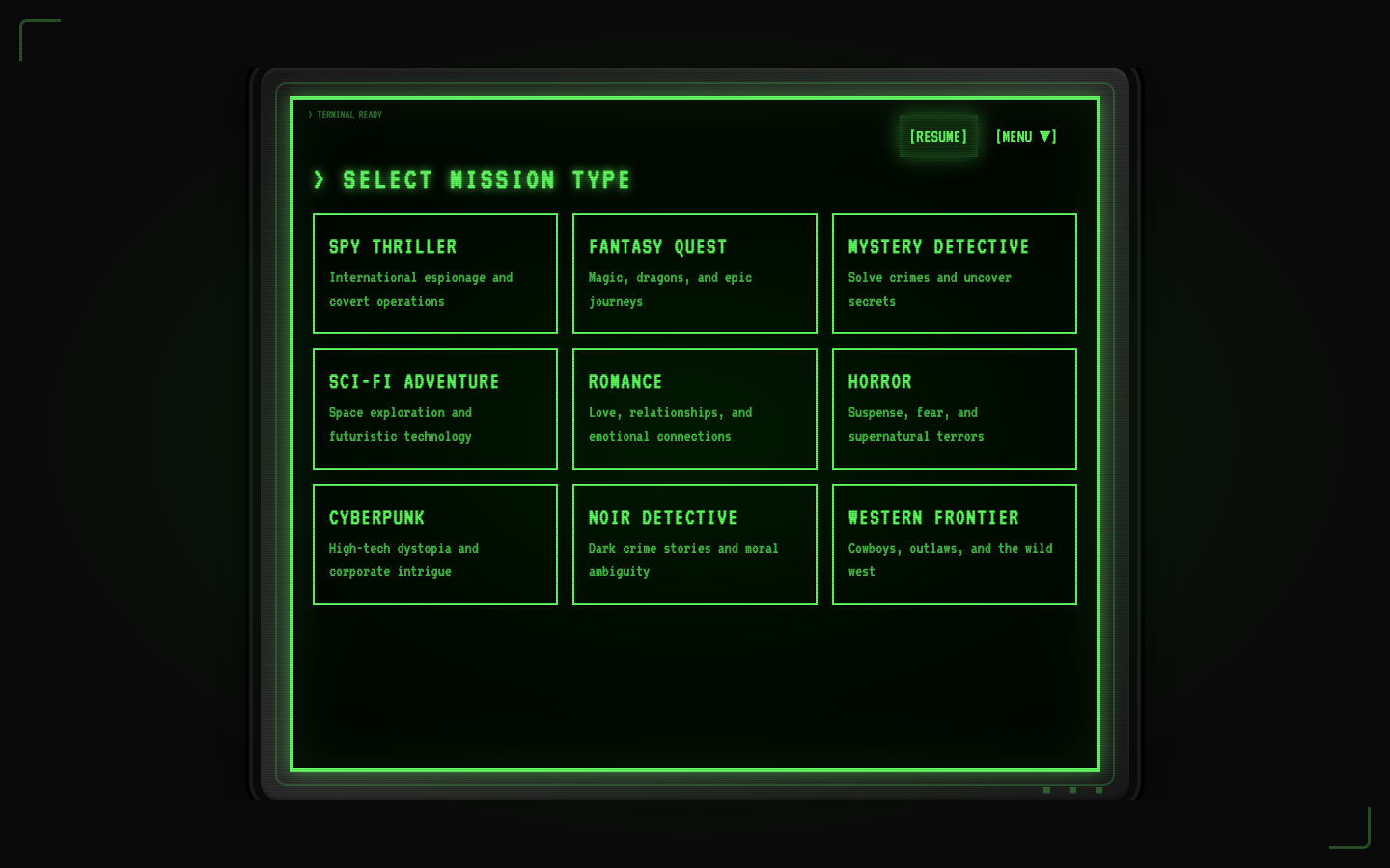 Mission Type Selection